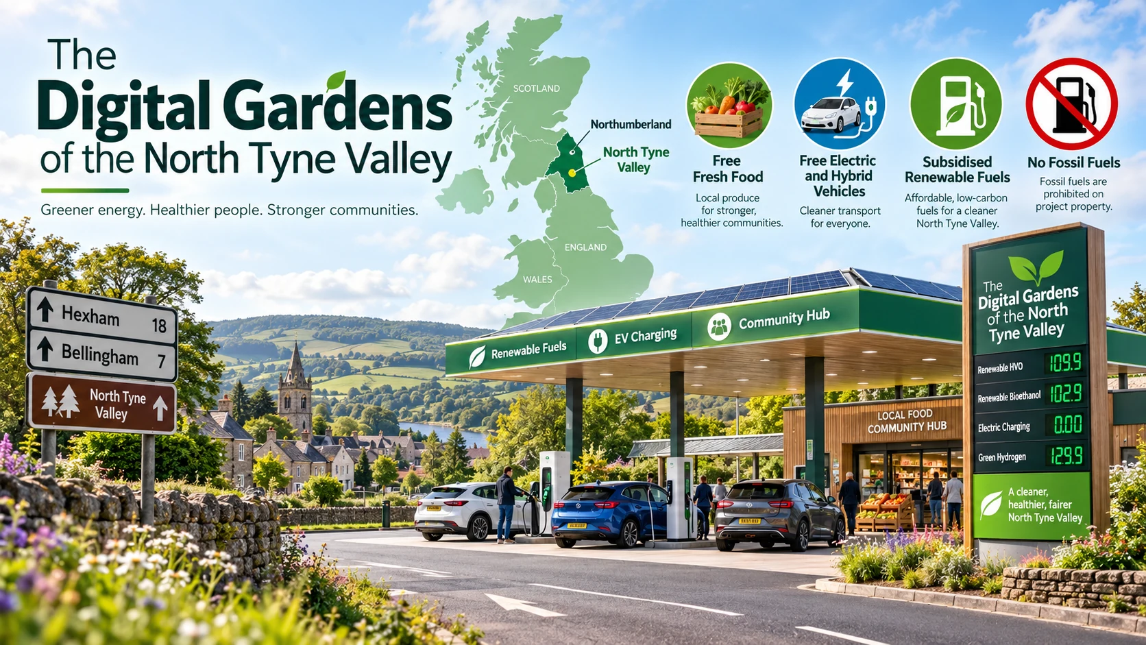 Digital Gardens of the North Tyne Valley: British food, community vehicles and renewable fuels
