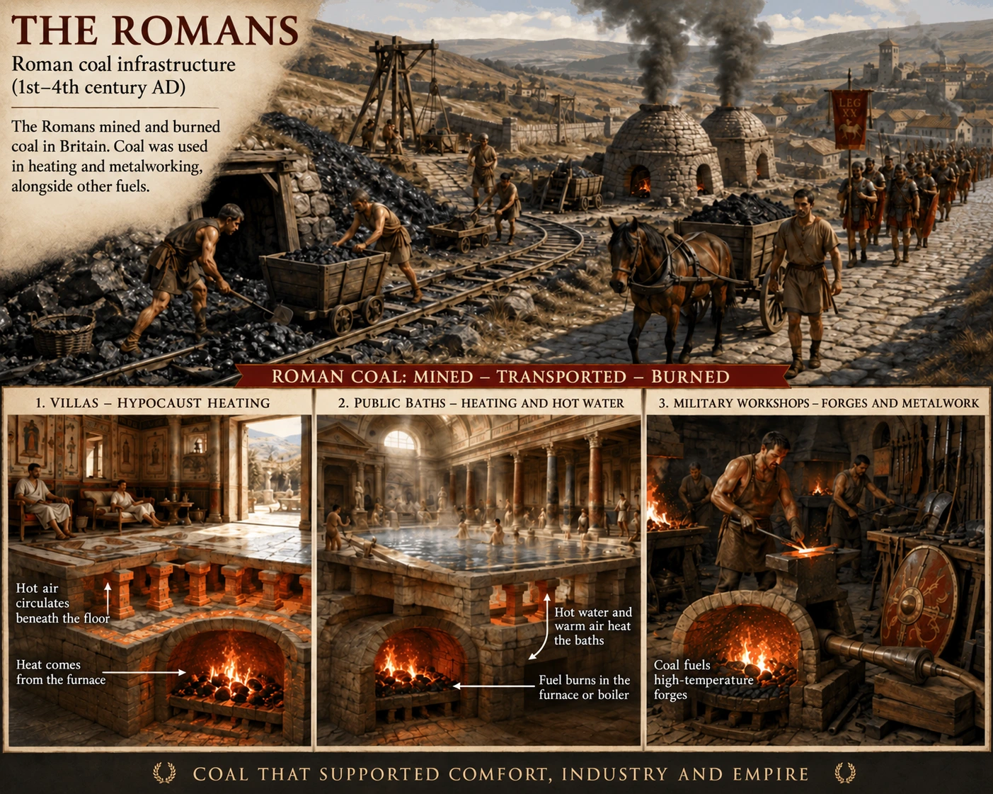 Roman coal infrastructure, in British English