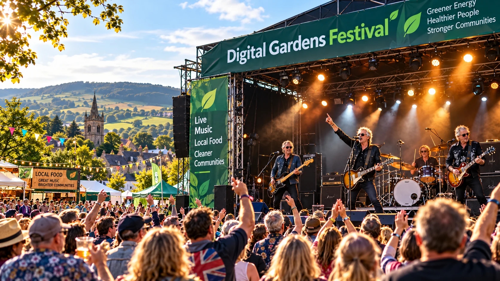 Concept British rock festival in the North Tyne Valley