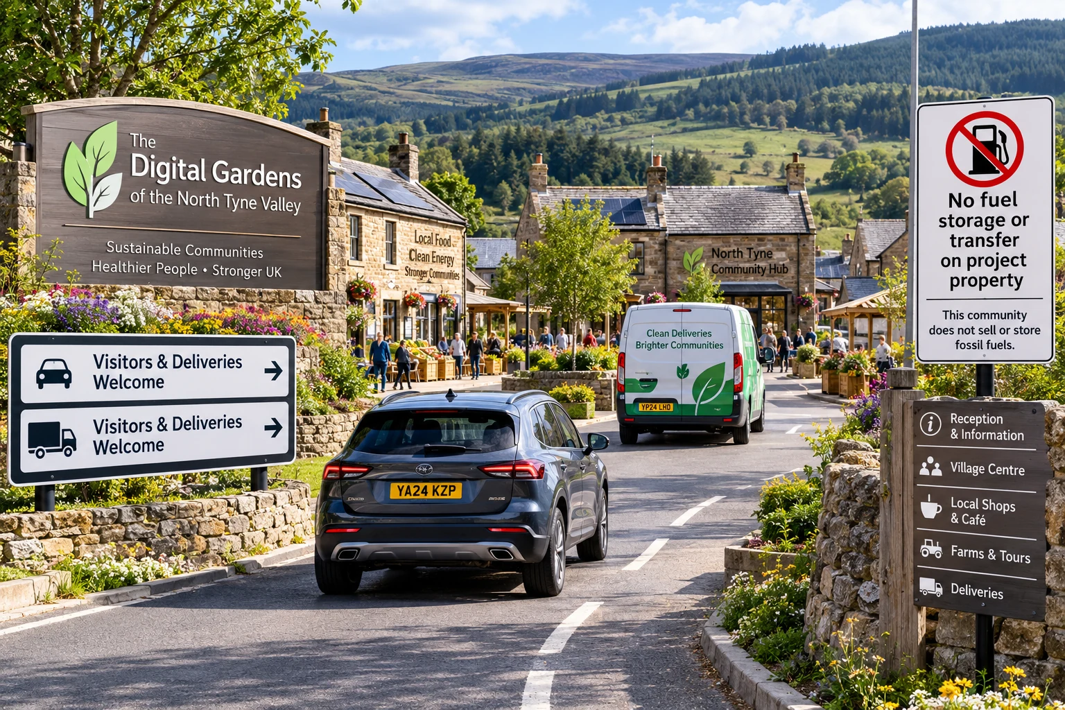 Visitors and delivery vehicles entering the Digital Gardens of the North Tyne Valley